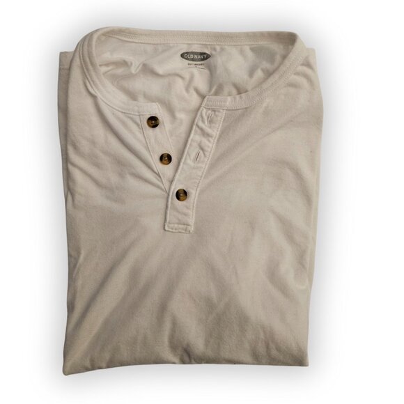 OLD NAVY WHITE CASUAL BUTTON TEE SIZE LARGE - Picture 1 of 2